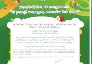 Certyfikat: Warzywa, owoce, soki